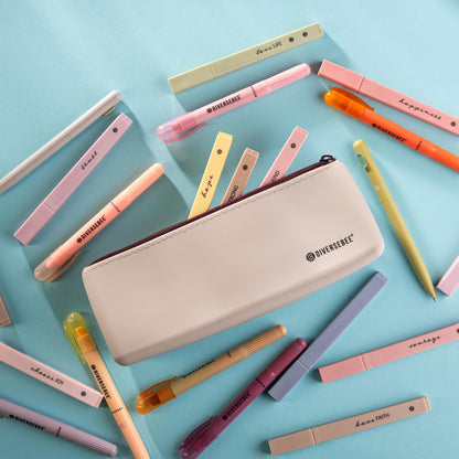 DIVERSEBEE Soft Silicone Pencil Case, Aesthetic Pencil Pouch with Zipper, Cute Pen Bag for School, Bible Journaling Supplies and Accessories, Pencil Organizer (Sand)