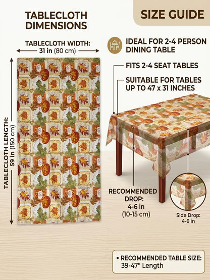 HOMETYGER Cotton Tablecloth 59 x 31 Inch,Rectangular Table Cover for Kitchen Dining Table, Washable Decorative Tablecloth for Everyday Use (Orange Pumpkin)
