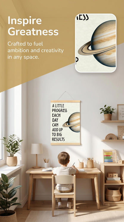CVDGUFY Motivational Wall Art – Inspirational Wooden Scroll for Office, Classroom, and Home Decor – 30x40cm Hand-Painted Poster with UV Printing