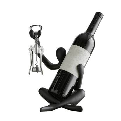 XINXUAN Modern Wine Bottle Holder, Resin Hollow-Out Design Decorative Wine Rack(Black)