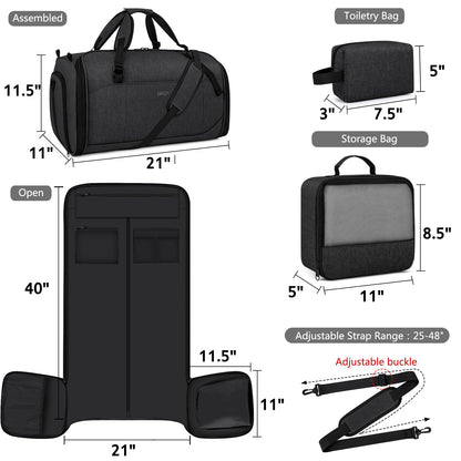 Convertible Garment Bags for Travel - Carry on Garment Duffle Bag with Backpack Straps for Men Women, 4 in 1 Large Travel Duffel Bags with Shoes Compartment Hanging Suit Dress Weekender Bag 3pcs Set