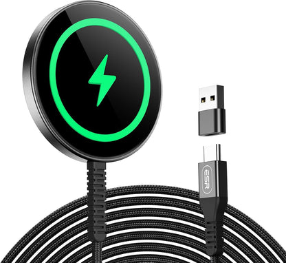ESR for MagSafe Charger 15W Wireless Charger for iPhone 17/16/15/14/13/12 Apple Magnetic Charging Pad for AirPods 4/3/Pro/Pro 2 Galaxy S25 Series with Dual USB A/C Ports, Black