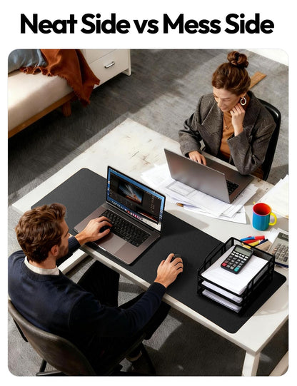YSAGi Leather Desk Protector, Office Mat, Large Mouse Mat, Non-Slip PU Leather Blotter, Laptop Desk Mat, Waterproof Writing Pad for Office and Home (Black, 31.5" x 15.8")