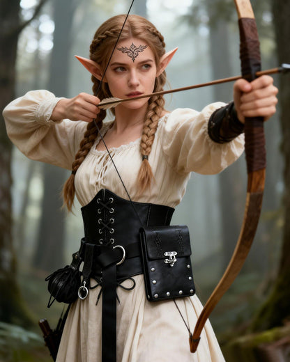 PARTTELY 5Pcs Corset Belt Renaissance Costume Women Pirate Accessories Lace-up Renaissance Corset with Belt Bag Pirate Costume Women for Cosplay