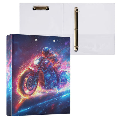 Motorcycle Round Ring Binders 1.5 Galaxy Race Car Sports 3 Ring Clipboard Binder for Office School Work Supplies File Folder 200 Sheet Capacity Easy Open