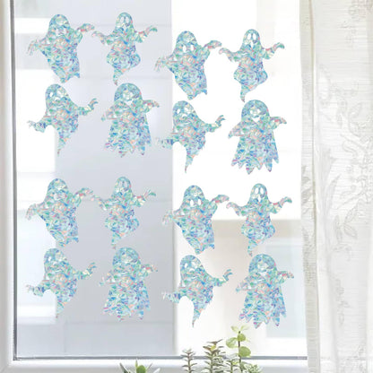 GORGECRAFT 16Pcs 4 Styles Halloween Window Clings Ghost Rainbow Window Decals Non-Adhesive Prism Windows Stickers Suncatcher Anti-Collision Cling to Save Birds from Door Collision Strike for Home