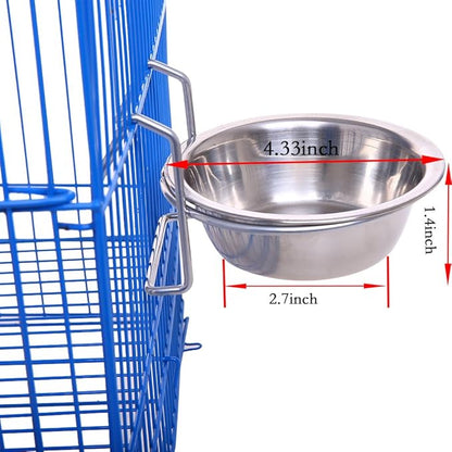 QBLEEV Stainless Steel Birdcage Feeder Bowls for Hamster Cage, 150ml, 5 oz