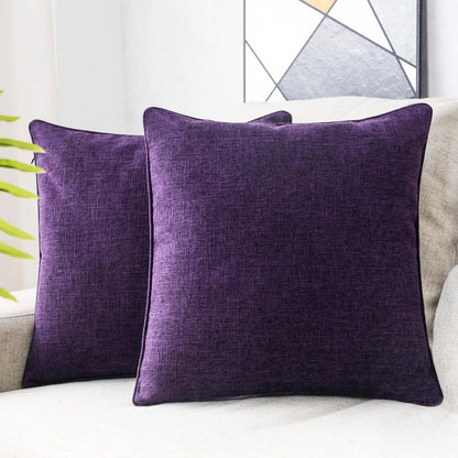 HPUK Decorative Throw Pillow Covers Set of 4 Square Couch Pillows Linen Cushion Cover for Couch Sofa Living Room, 18"x18" inches, Blue