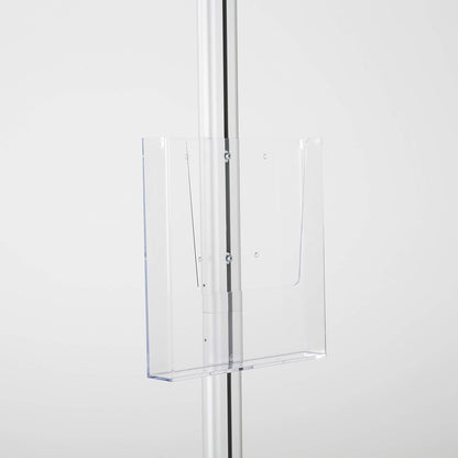 M&T Displays Free Standing Aluminum Display Stand Single Sided Document Brochure Sign Holder Front Loading Portrait Landscape Silver Snap Frame 1x(8.5x11) and Clear Acrylic Pocket 1x(8.5x11) Inch