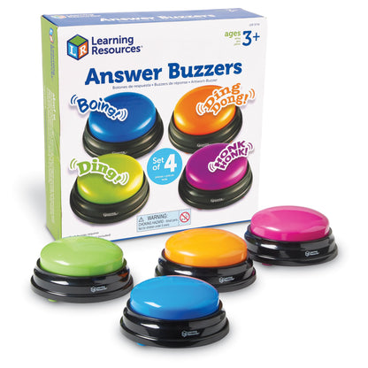 Learning Resources Answer Buzzers - Classroom Must Haves Supplies, Kids Toys, Sound Effect Button, Family Game Shows, Buzzers for Trivia, Participation Tools Boys and Girls Birthday Gifts