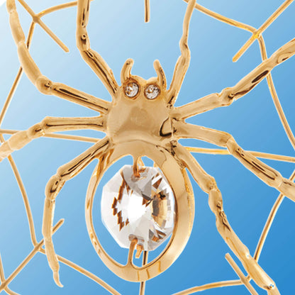 Matashi Christmas Decorations Spider On Web Ornament 24K Gold Plated Crystal Studded - Miracle Tinsel Legend Story,Tree Décor, Perfect for Christmas Gifts, Holiday Gifting, Seasonal Home Accents