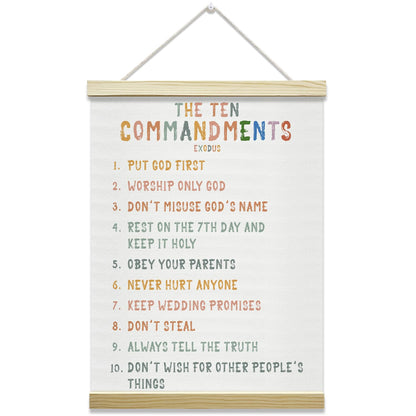 mermermu Ten Commandments Poster Hanger Frame, Christian Inspirational Posters Canvas Wall Art for Office Classroom Kids' Bedroom Decor, 12x16 Inches -023