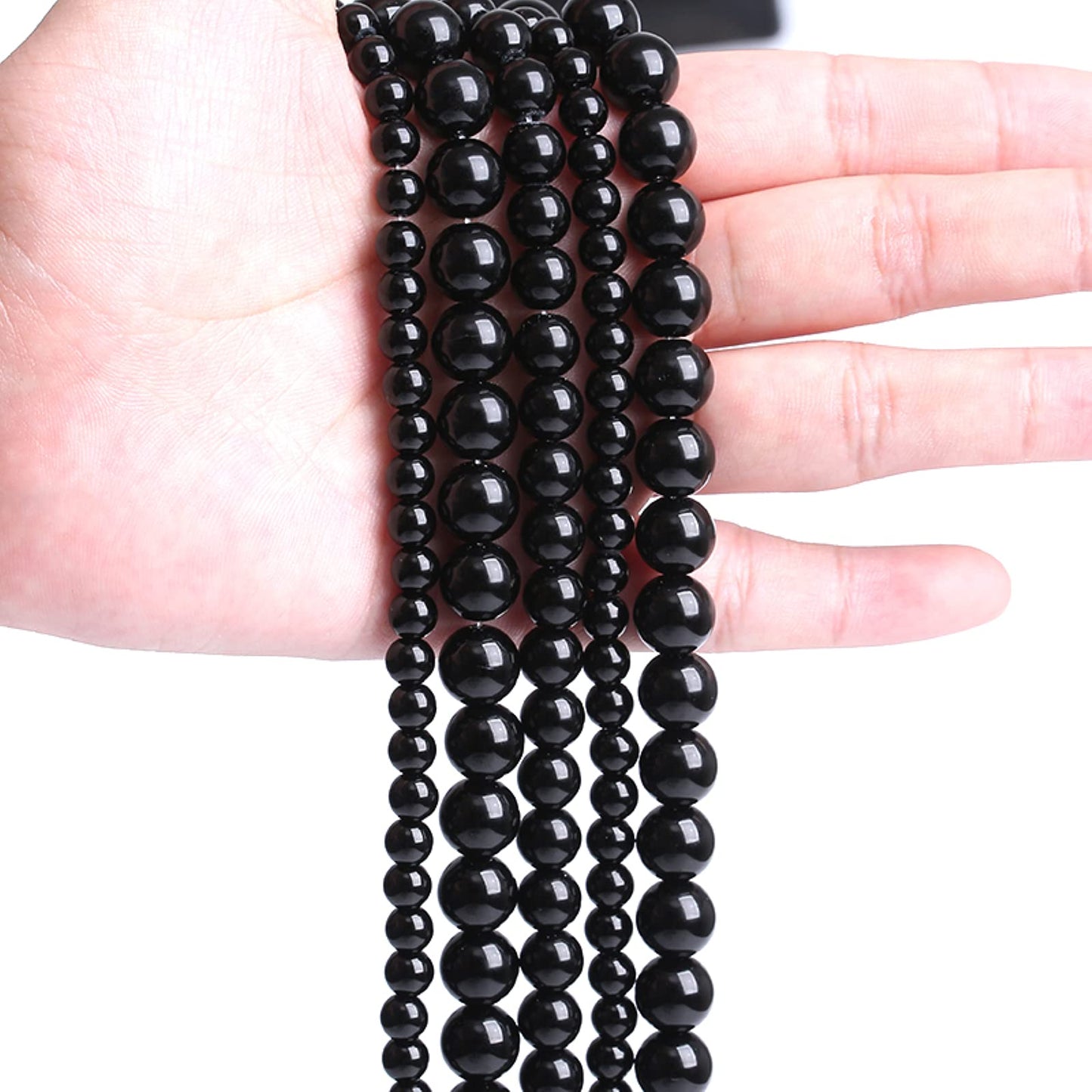 32PCS 12MM Natural Black Agate Stone Beads Round Loose Beads for welry Making DIY Bracelet Necklace Accessory 15 Inches
