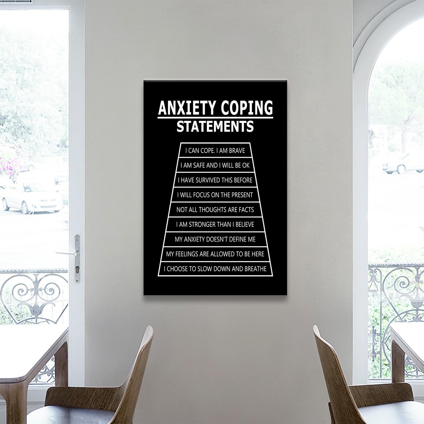 YSPCSUN Motivational Poster Anxiety Coping Statements Quote Office Decor Painting Practice Inspirational Canvas Wall Art Prints Artwork for Modern Home Living Room Ready to Hang [24''Wx 36''H]