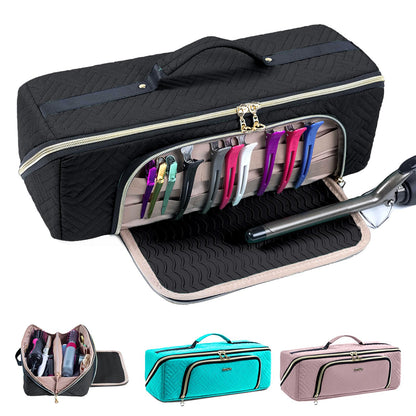 Large Hair Tools Travel Bag with Iron Mat - 2in1 Hair Tools Organizer for Hair Dryer Brush, Flat Irons, Straighteners, Curling Irons, Hair Bag, Makeup Bag, Cosmetic Bag for Travel Essentials