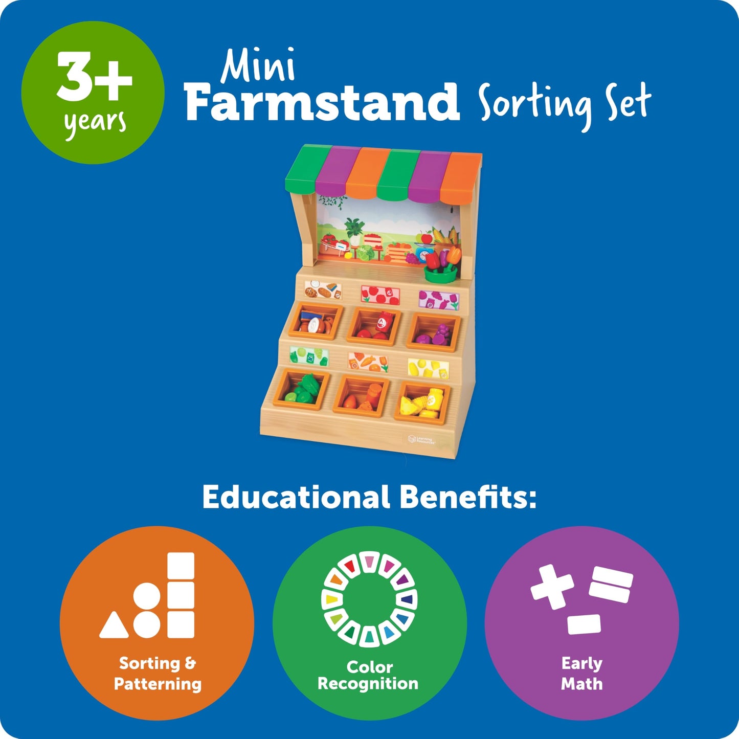 Learning Resources Mini Farmstand Sorting Set, Play Food Sets for Kids Kitchen, Grocery Store Pretend Play, Montessori Toys, Mini Food, Toddler Activities, Fine Motor Skills