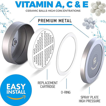 AquaHomeGroup - Filtered Shower Head & 20 Stage Shower Filter - Standard - Chrome