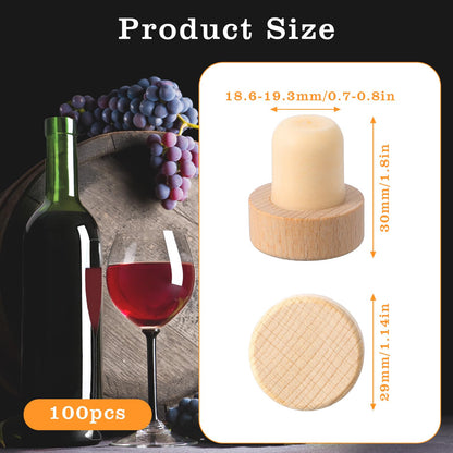 100Pcs Wine Corks T Cork Plugs for Wine Cork Stopper Reusable Corks Wooden and Rubber Stopper
