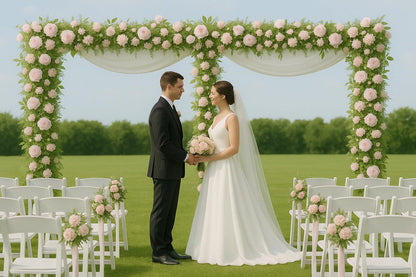 Rzjoke 10x20ft Backdrop Stand Heavy Duty Pipe and Drape Backdrop Stand for Parties, Adjustable Pipe Kit Curtain Frame Stand for Photography Background Support,Wedding Arch Metal Frame (Silver)