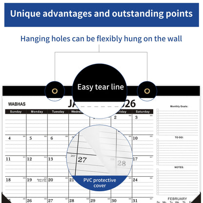 Desk Calendar 2026,January 2026 to June 2027,2026 Desk Calendar with to-do list,Calendar 2026-2027-18 Months,2026 Calendar 17" x 12" for Home or Office.