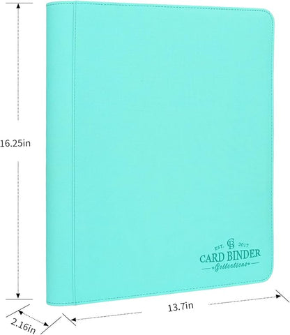 Toploader Binder,Toploader Hard Cases, 9-Pocket Pages Sleeves Hold up 288 Cards.Toploader Card Binder with Sleeves for “3×4” rigid，Card Holder(lake blue)