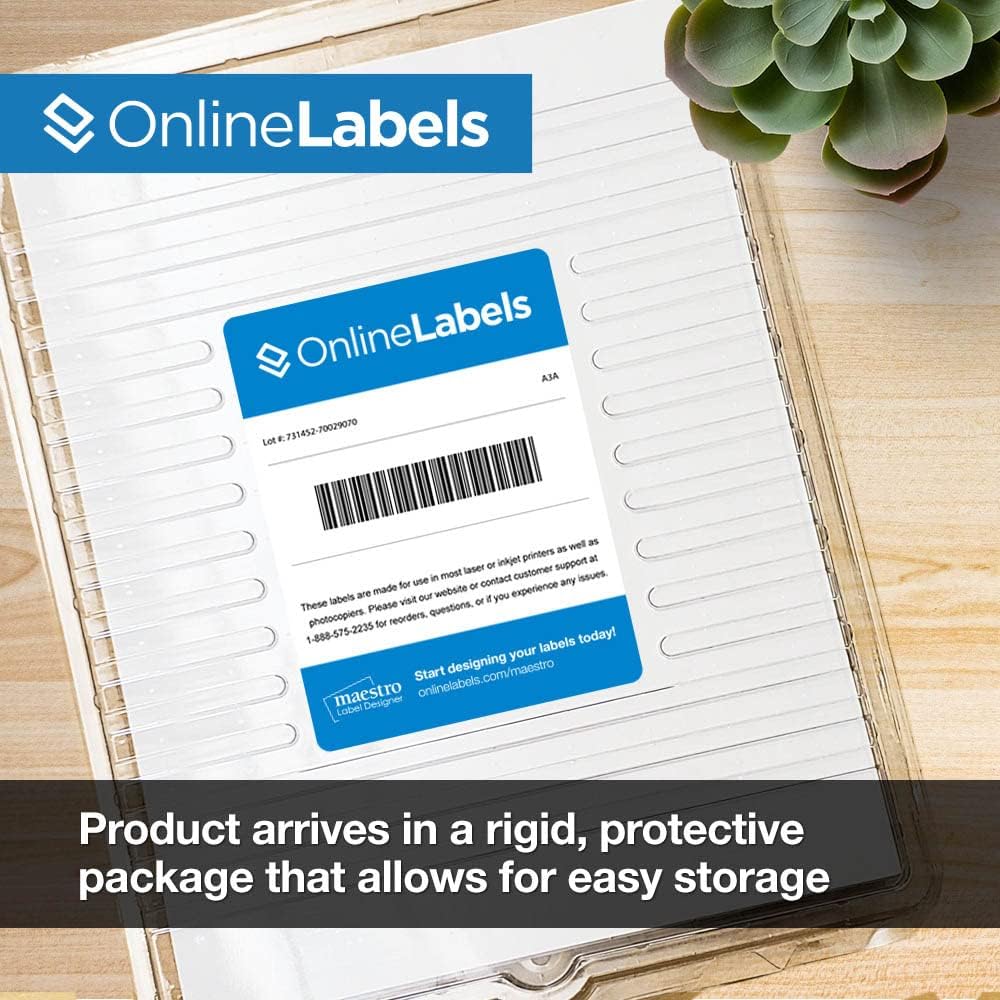 2.625" x 1" Waterproof Clear Gloss Address Labels - Pack of 7,500 Transparent Labels, 250 Sheets - Compatible with Laser Printers, OL875CL, OnlineLabels