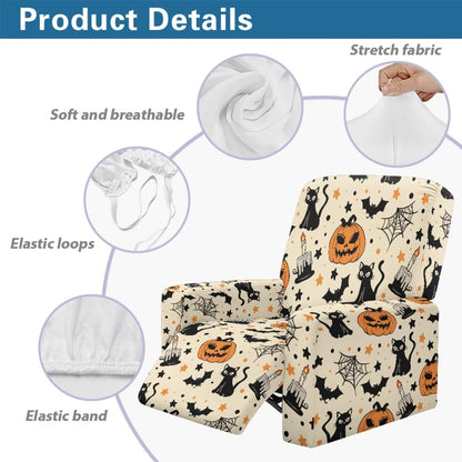 ASQVTIFE Pumpkin Recliner Covers That Stay in Place for Living Room Halloween Black Cat Electric Recliner Chair Covers Halloween Chair Cover for Recliner Halloween Decorations for Home Easy to Clean