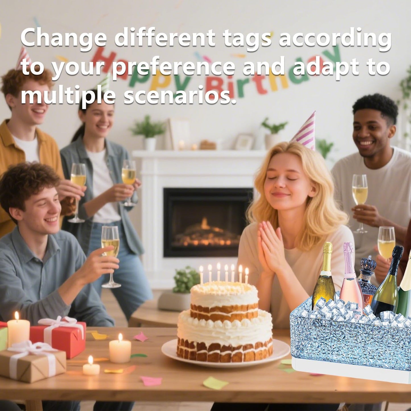 Plastic Colorful Ice Bucket for Parties,15Liter/4 Gallon Big LED Light Beverage Tub,Ice Bucket for Champagne/Beer/Drink/Wine/Cocktails/Bar,7-color