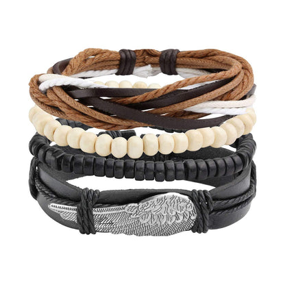 Manfnee 18PCS Braided Faux Leather Bracelet Punk Cuff Wrap Bracelets for Men Women Adjustable