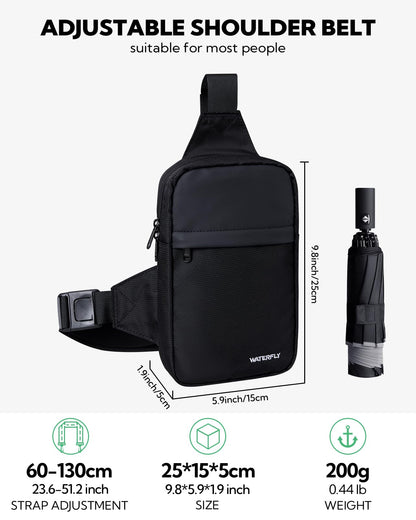 WATERFLY Crossbody Chest Sling bag: Small Shoulder Bag Crossover Cross Body Bag for Work Travelling Women Men