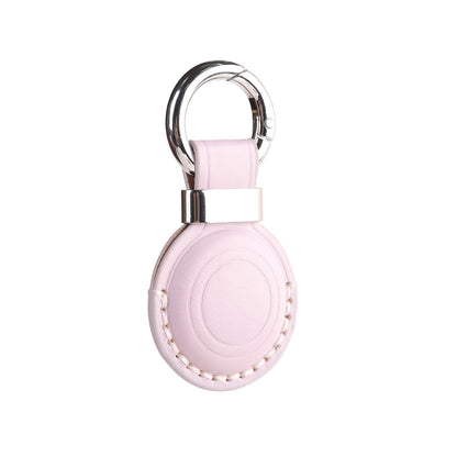 LQU Genuine Leather Keychain Holder Compatible with Airtag, Secure Air Tag Keychain Holder Case Cover Key Chain Ring Accessories for Air Tag - Purple V2.0