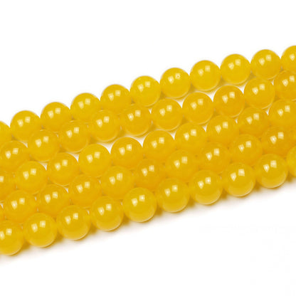 MJDCB Natural Yellow Jade Round Loose Beads for Jewelry Making DIY Bracelet Necklace (12mm)