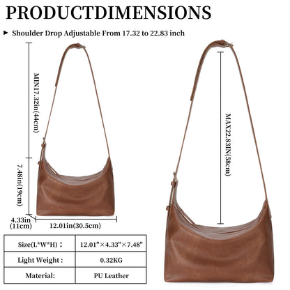 FALAN MULE Hobo Bags for Women Soft Foldable PU Leather Tote Crossbody Purses Stylish Slouchy Shoulder Handbag
