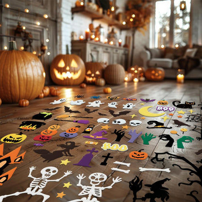 BEUNITONE Halloween Felt Board 73 Pcs Felt Pumpkins Crafts and Kits Witch Skull Party Favors for Halloween Indoors Outdoors Party Hanging Decor for Family DIY Crafts