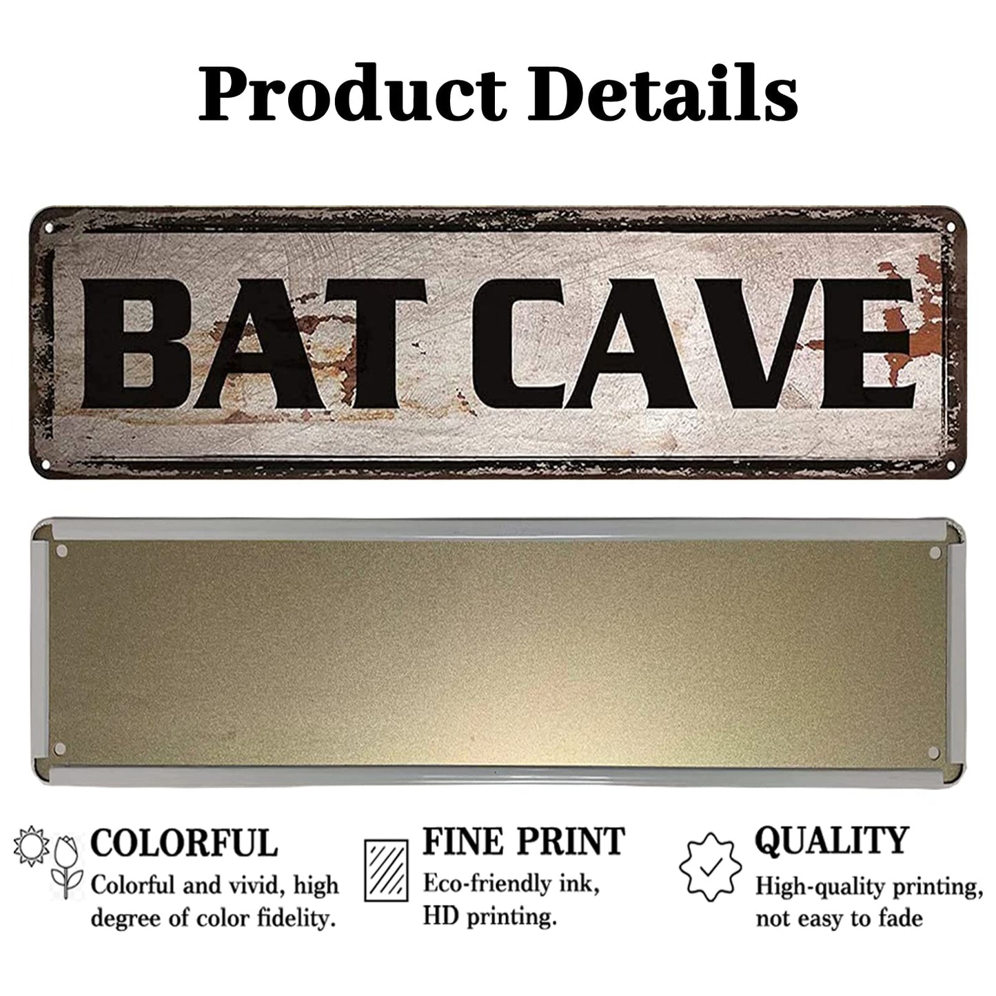 Bat Cave Tin Signs Home Decoration Sign Street Sign Art Wall Metal Sign 4x16 inch