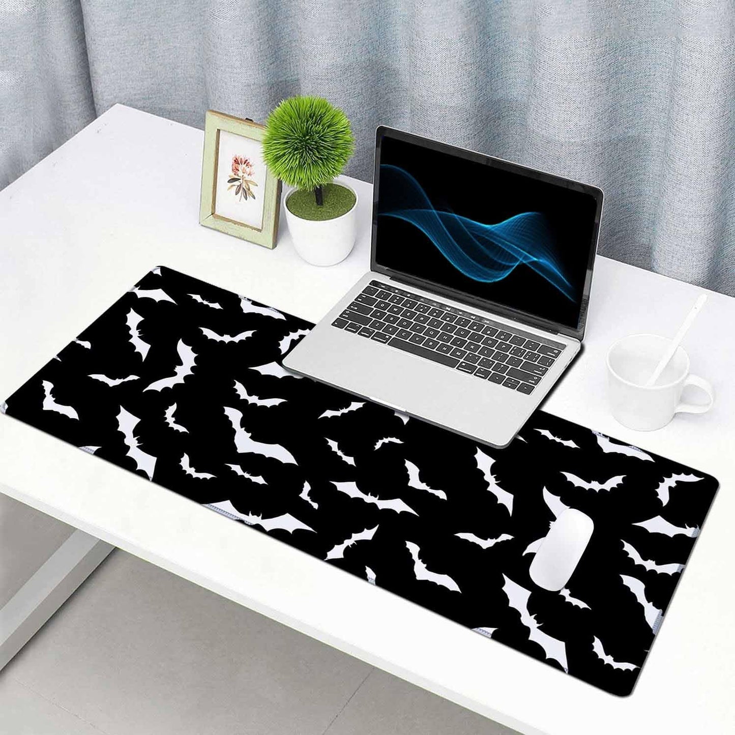 Gaming Mouse Pad, Large Swarm of Bats Mouse Pads for Desk, Non-Slip Rubber Base Mousepad, Keyboard Mouse Mat Desk Pad with Stitched Edges, 35.4x15.7 inch