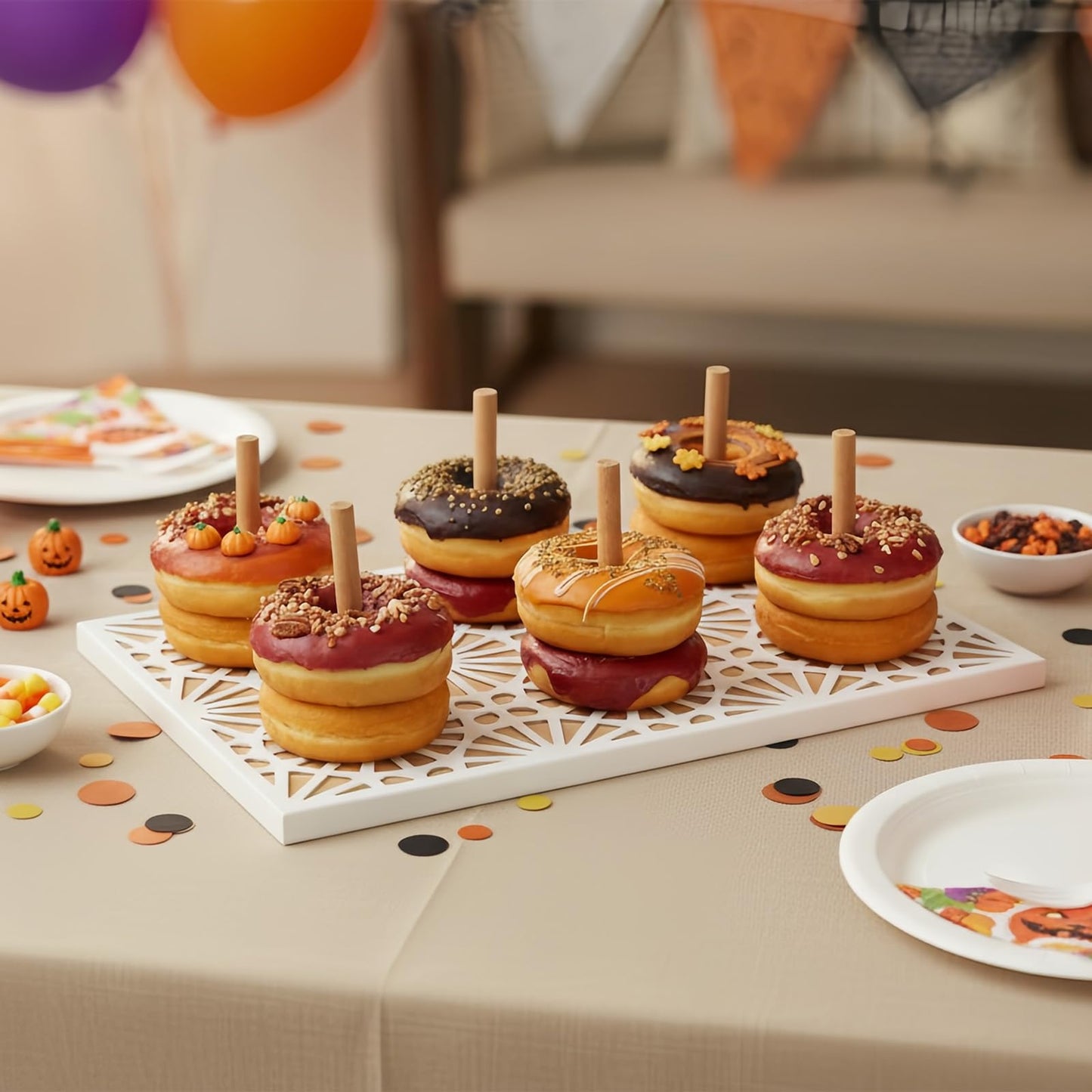 WOPARTY Donut Wall Stand,Doughnut Display Stand,Bagel Holder for Party, Dessert Table,Birthday, Wedding, Baby Shower, Bridal Showers,Party Supplies（Rectangular）