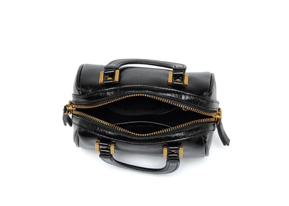 Women's handbag Boston bucket bag single shoulder top handle bag Fashion designer crossbody bag crossbody bag (black)