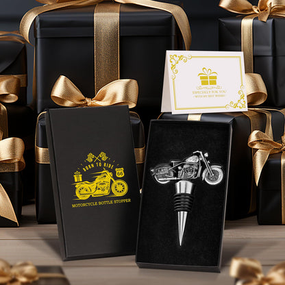 LKKCHER Motorcycle Wine Stopper, Motorbike Wine Gifts Father Day Gifts Christmas Gifts Birthday Gifts for Men Bikers, Bottle Stoppers for Wine Champagne, Dark Silver with Gift Box