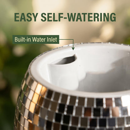 Qiumyanlod Disco Ball Planter,Disco Ball Vase,Disco Flower Pot,Plant Pots,Plant Holder,Silver Mirror Ball Planter,Disco Ball Decoration for Party, Office, Kitchen,Plastics,5 x 5 x 4 inch