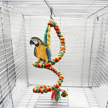 Bird Rope Perch Bird Perches for Cage, Colorful Cotton Bendable Rope Perch Swing, Parrot Perch Parrot Toys Parakeet Toys Bird Toys for Parrots (Multi-Color, 20 inch)