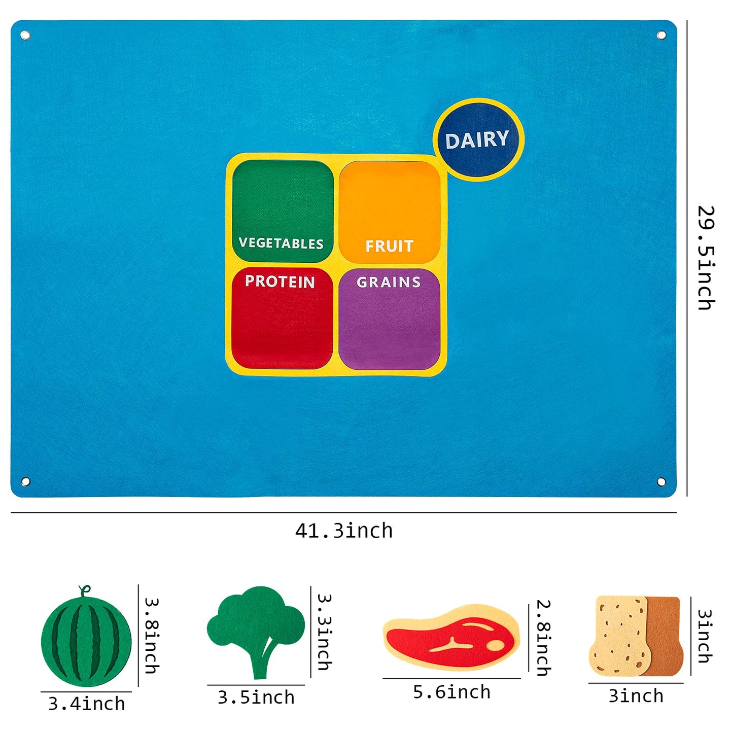 WATINC My Plate Felt Board for Kids - 3.5Ft Large 53Pcs Food Groups Learning Toy Set, Healthy Eating Flannel Board Preschool Educational with Fruits Vegetables Grains Protein for Classroom Homeschool
