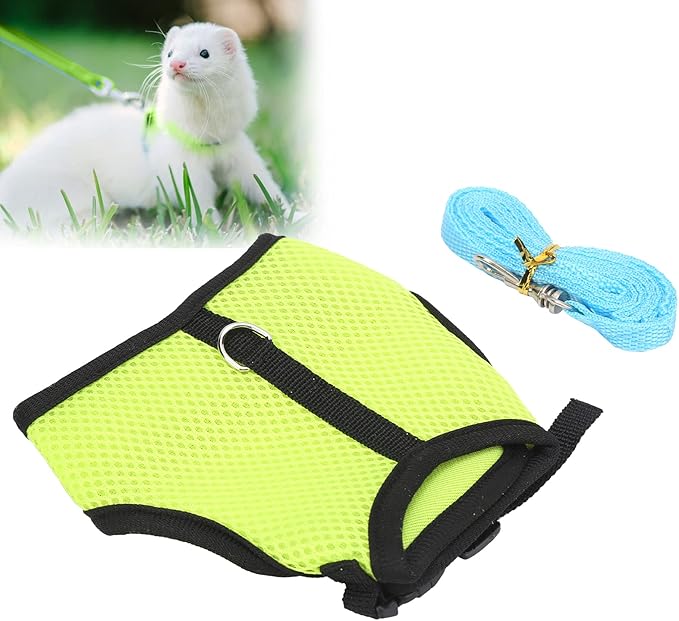 Small Dog Harness, Mesh Cloth Puppy Harness for Rabbits for Small Pets for Guinea Pigs(L, Green)