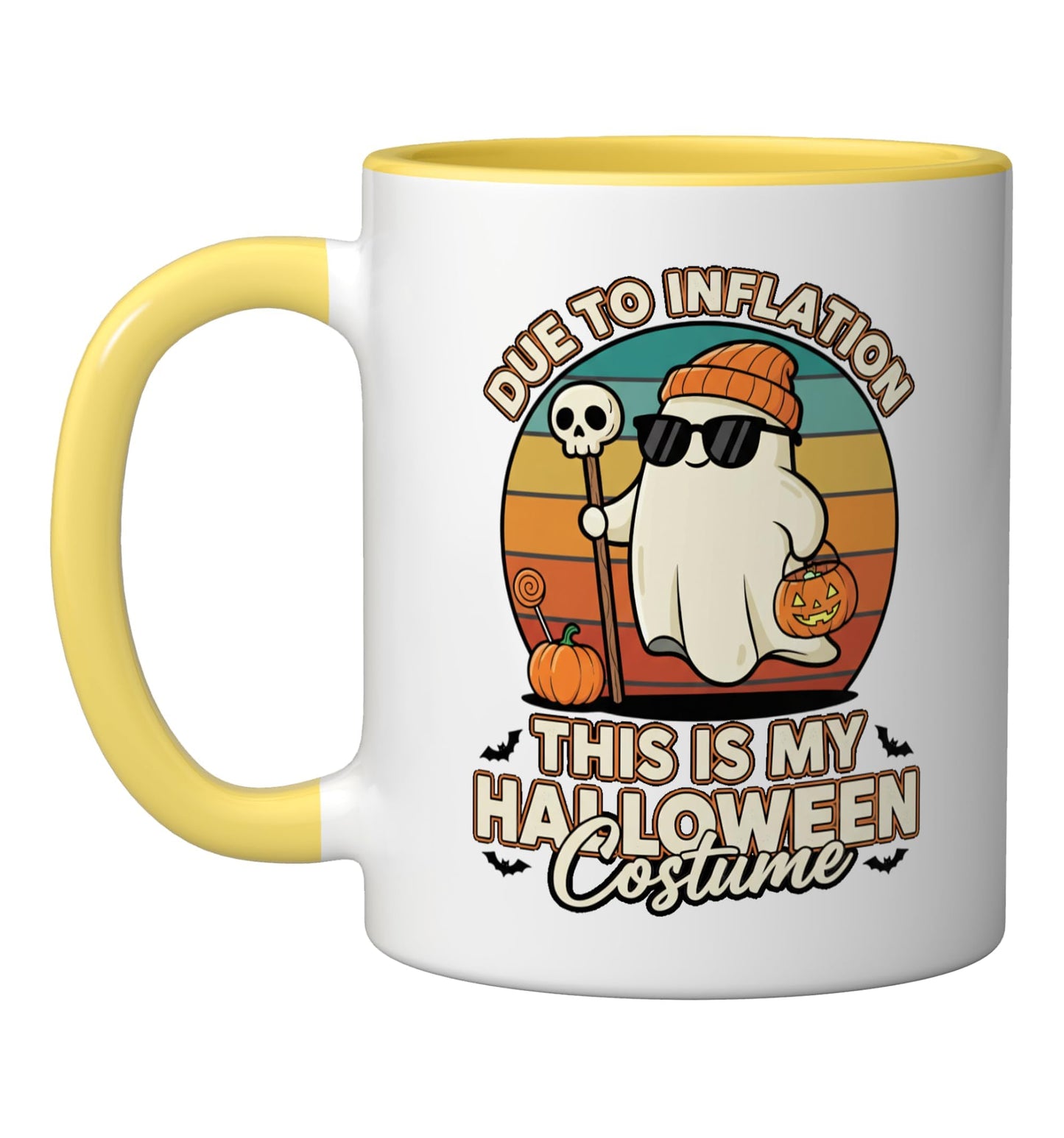 Due To Inflation This Is My Halloween Costume - Halloween Ceramic Mug, Yellow/White