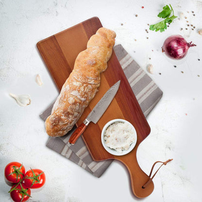 AIDEA Acacia Wood Cutting Board with Handle, Wooden Cheese Board Charcuterie Boards for Bread, Meat, Fruits, Cheese and Serving, Food Serving Tray for Kitchen, 17 x 6 inch