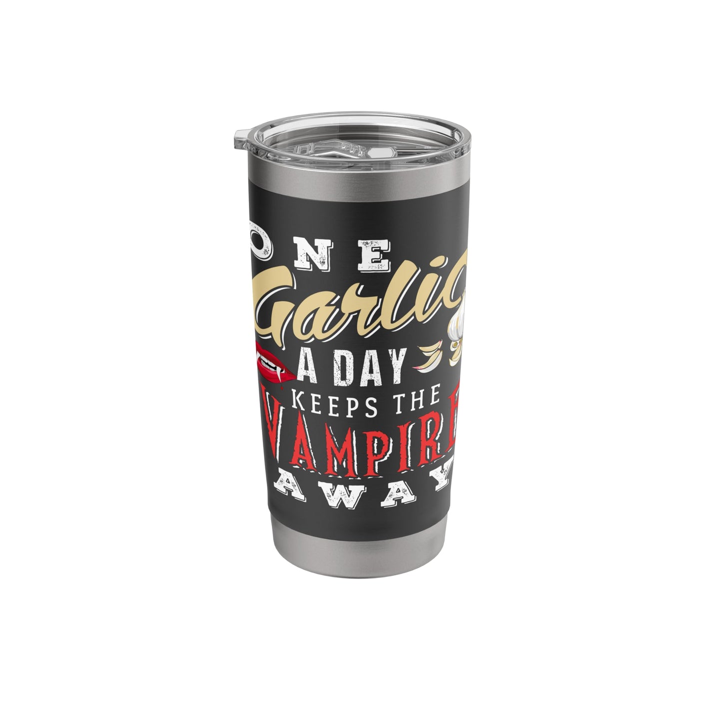 A Garlic And A Vampire Halloween Design For Spice Lover Stainless Steel Insulated Tumbler