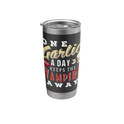 A Garlic And A Vampire Halloween Design For Spice Lover Stainless Steel Insulated Tumbler