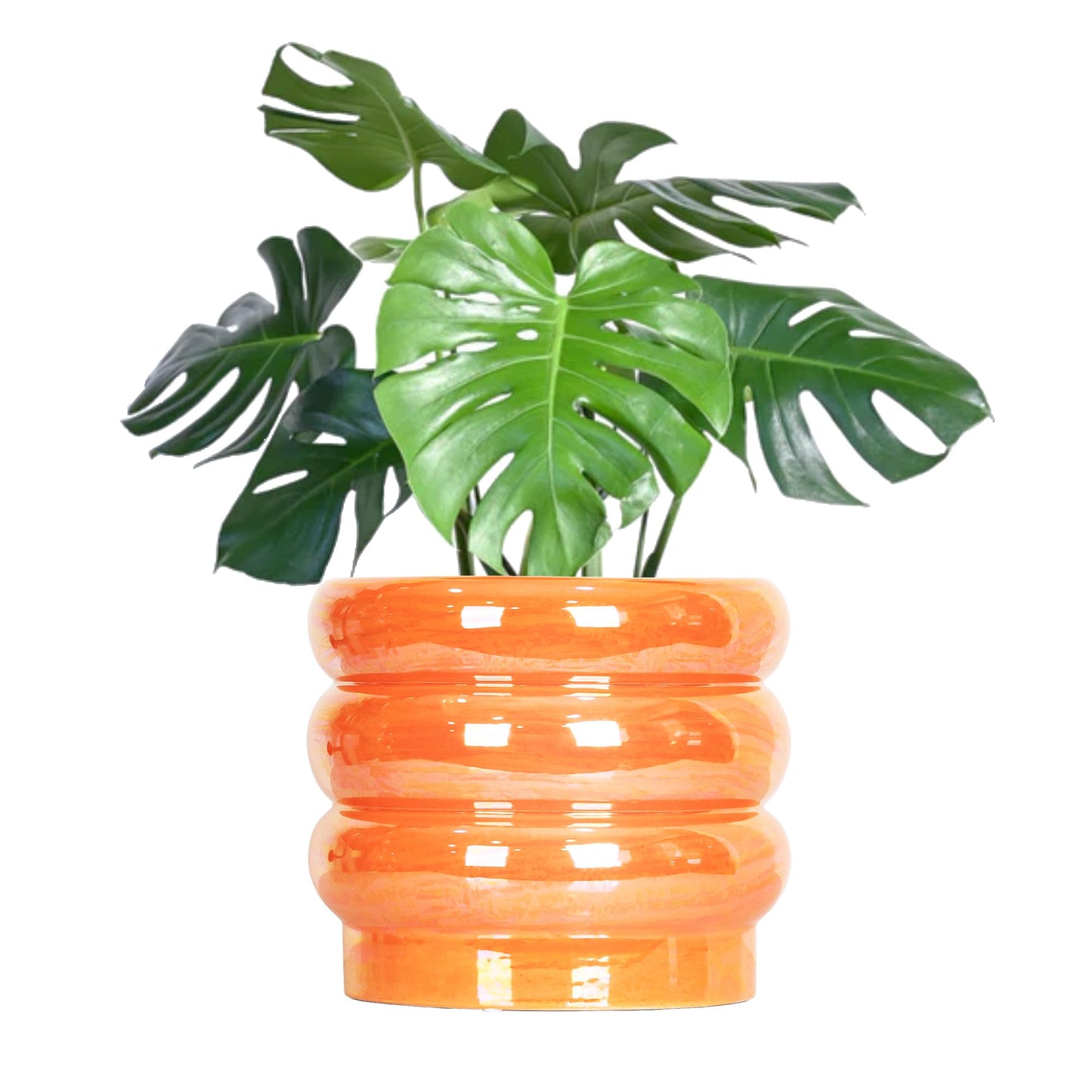 YFFSRJDJ 7.8 Inch Ceramic Plant Pots for Indoor Plants, Rainbow Pearl Glaze Planter with Planters for Plants with Drainage Hole, Orchid Pots, Succulent Pot, Flower Pot (Orange)