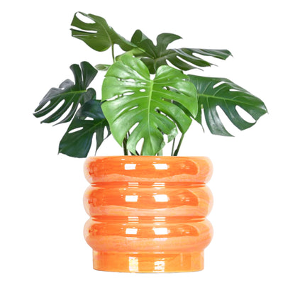 YFFSRJDJ 7.8 Inch Ceramic Plant Pots for Indoor Plants, Rainbow Pearl Glaze Planter with Planters for Plants with Drainage Hole, Orchid Pots, Succulent Pot, Flower Pot (Orange)