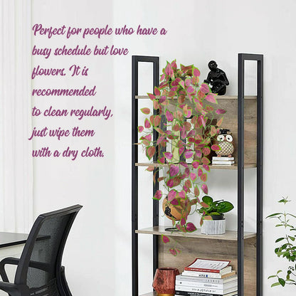 LOYWREE Artificial Purple Ivy Hanging Vine Plants - Small Potted Long Trailing Cascading Foliage, Gothic Home Decor for Indoor/Outdoor, Office, Garden & Shelf (Black Pot)